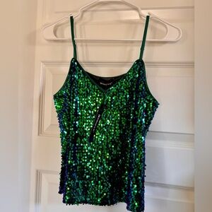 Allegra K Iridescent Green & Blue Sequin Cami